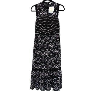 Sandro Paris Inaya Black Purple Lace Embroidered Sleeveless Midi Dress 2